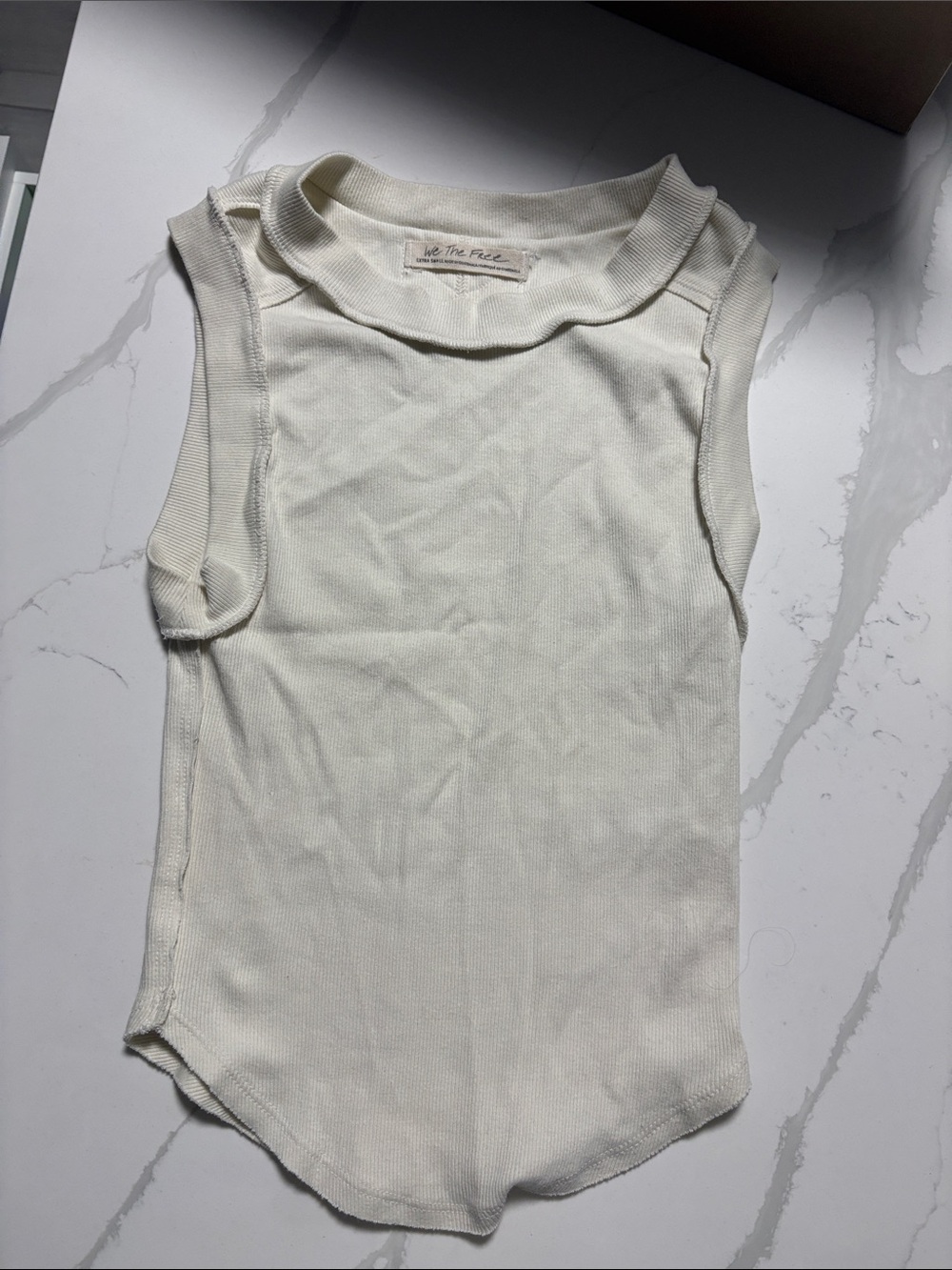 Free People Cream Ribbed Tank Top